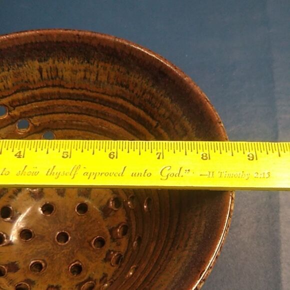 Vibrant Blue and Gold Handcrafted Stoneware Berry Bowl from Blanket Creek - Picture 7 of 8